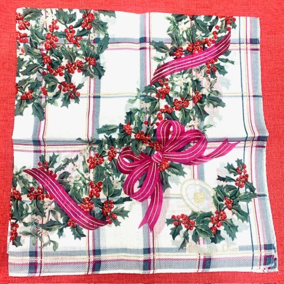 New -Unused Christian dior cotton Handkerchief 19" Chrstimas ottorman floral (98 - Picture 5 of 7